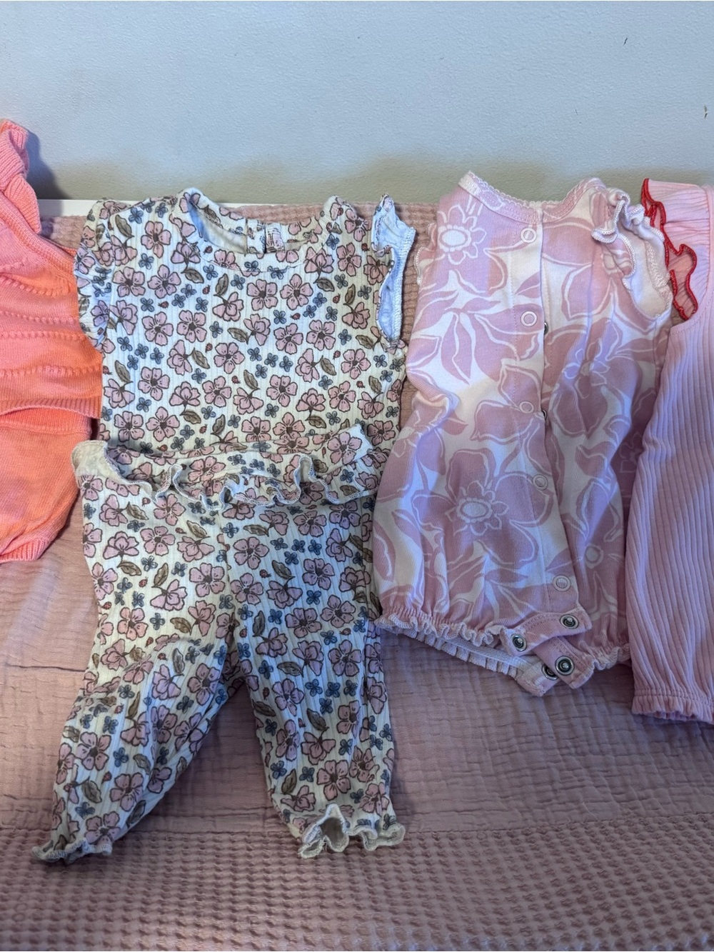 4 Carter's Pink Floral Baby Matching Sets -